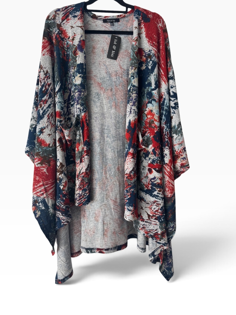 Yak & Yeti Fair Trade Abstract Art Print Boho Kimono Wrap - One Size / OS